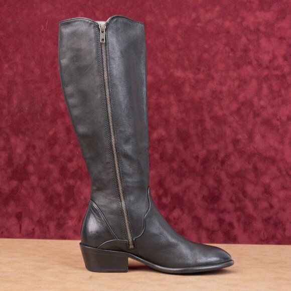 Frye Wmn Carson Piping Tall Western Cowboy Black Leather Fashion Knee Boots 8.5 - Picture 10 of 10
